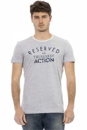 Trussardi Top, Herre, Grå, L, Afslappet T-shirt med korte ærmer og rund hals