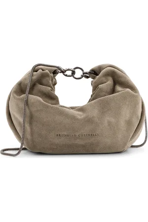 Brunello Cucinelli Taske, Dame, Grå, ONE SIZE, Uld, Grå tasker med kostbar kæde rem