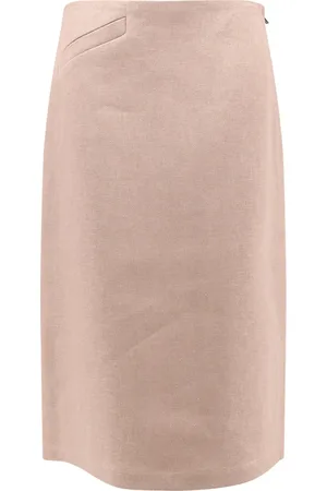 Fendi Nederdel, Dame, Brun, S, Linned, Brun Linned Nederdel Lynlås Lukning