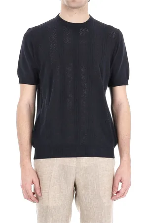 DRUMOHR Strik, Herre, Blå, 2XL, Bomuld, Blå Bomuld Rund Hals T-shirt