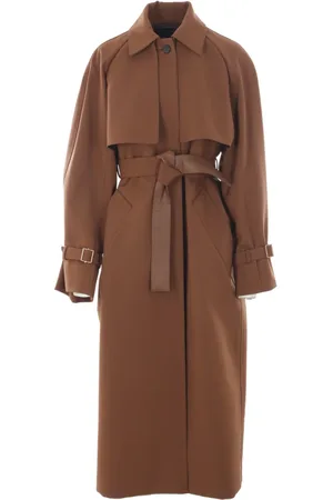 Max Mara Frakke, Dame, Brun, XS, Uld, Oversize Uldblanding Trenchcoat