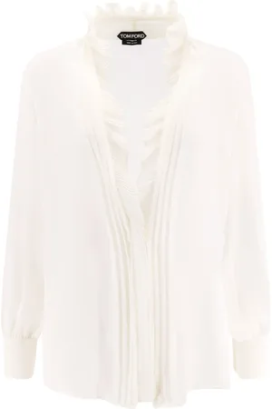 Tom Ford Bluser & Skjorter, Dame, , M, Silke V-Hals Langærmet Skjorte
