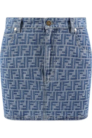 Fendi Nederdel, Dame, Blå, XS, Denim, Blå Denim Nederdel Lynlås Lukning