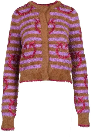 Pinko Strik, Dame, Flerfarvet, L, Uld, Stilfuld Cardigan i Polyamid