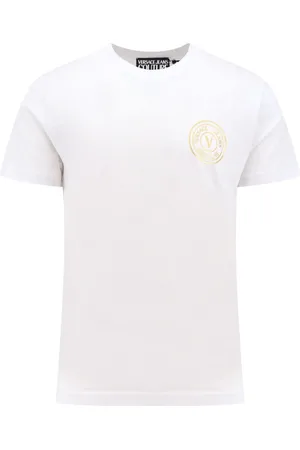 VERSACE Top, Herre, Hvid, 3XL, Bomuld, Logo Print Hvid T-shirt Slim Fit