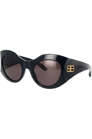 Balenciaga Tilbehør, unisex, Sort, 56 MM, Runde Hourglass Solbriller med BB Logo