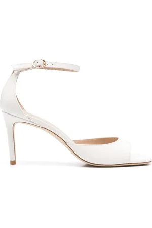 Stuart Weitzman Sko, Dame, Hvid, 38 EU, Hvide Sandaler med Moderne Firkantet Tå