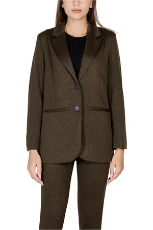 Ichi Jakke, Dame, Grøn, L, Polyester, Jacquard Oversize Blazer Efterår/Vinter Kollektion
