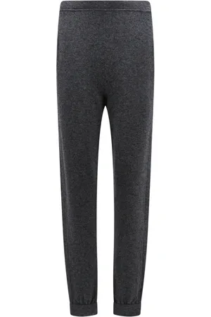 Saint Laurent Bukser, Dame, Grå, S, Cashmere, Kashmir Ribbet Talje Slim Fit Bukser