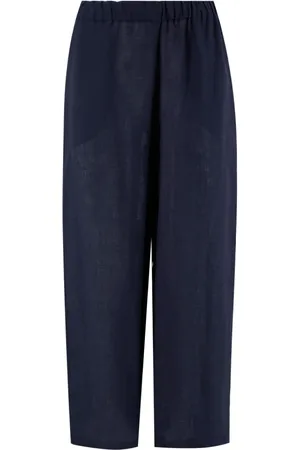 Fabiana Filippi Bukser, Dame, Blå, S, Linned, Kølige Linned Elastiske Talje Bukser