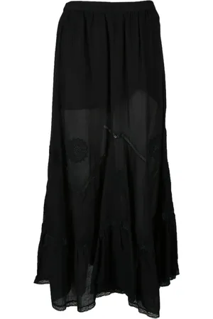 SEMICOUTURE Nederdel, Dame, Sort, S, Bomuld, Blondeindsat Lang Nederdel Elastisk Lukning