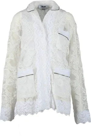Msgm Bluser & Skjorter, Dame, Hvid, M, Bomuld, Stilfuld Skjorte i Nylon Bomuld Blanding