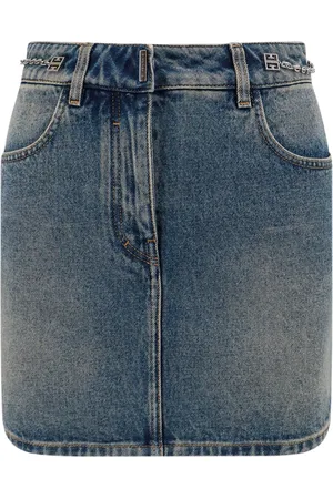 Givenchy Nederdel, Dame, Blå, S, Denim, Blå Denim Nederdel med Kontrastsyning