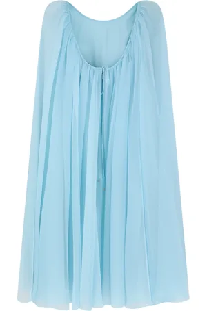 Max Mara Kjole, Dame, Blå, XS, Blå Silke Bådhals Kjole