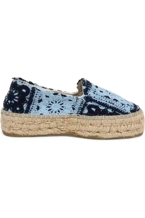MANEBI Sko, Dame, Blå, 35 EU, Hæklet Loafer Dobbelt Sål Yucatan-Indigo