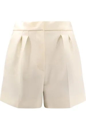 Max Mara Shorts, Dame, Hvid, XS, Uld, Højtaljede hvide shorts med lommer
