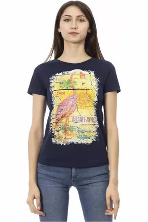 Trussardi Top, Dame, Blå, L, Bomuld, Blå Chic Kortærmet Tee