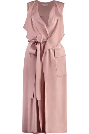 Victoria Beckham Kjole, Dame, Lyserød, XS, Bælte Midi Kjole med Revers