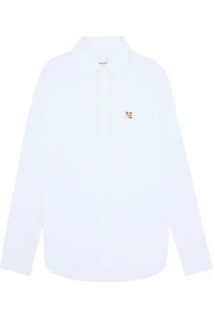 Maison Kitsuné Skjorte, Herre, Blå, XL, Bomuld, Blå Klassisk Skjorte med Knapper