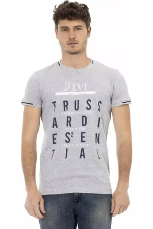 Trussardi Top, Herre, Grå, XL, Bomuld, Elegant grå kortærmet T-shirt