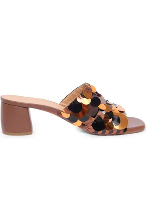 Maliparmi Sko, Dame, Brun, 38 1/2 EU, Sequin sandaler med ciabatta stil