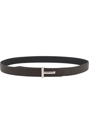 Tom Ford Tilbehør, Herre, Brun, 105 CM, Læder, Brun læderbælte med metalmonogramspænde