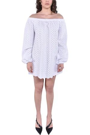 MVP Wardrobe Kjole, Dame, Hvid, 2XS, Bomuld, Blonde Oversize Midi Langærmet Kjole
