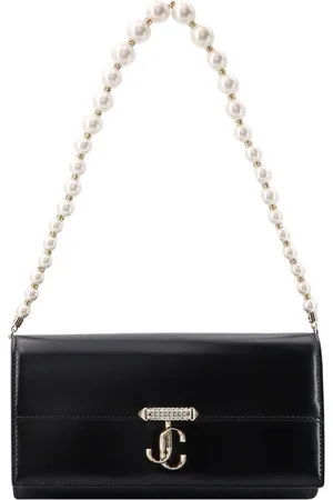 Jimmy Choo Taske, Dame, Sort, ONE SIZE, Læder, Monogram Læderpung med Rhinestones