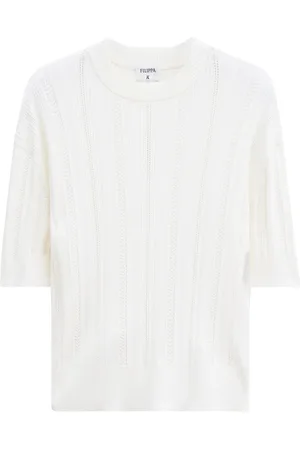 Filippa K Strik, Dame, Hvid, XS, Strikflet T-shirt