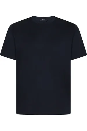 HERNO Top, Herre, Blå, M, Bomuld, Bomuld T-shirt med Baglogo Detalje