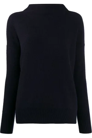 Vince Strik, Dame, Blå, XL, Cashmere, Blå Cashmere Tragt Hals Sweater