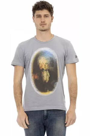 Trussardi Top, Herre, Grå, L, Bomuld, Stilfuld Gr T-shirt i bomuldsblanding