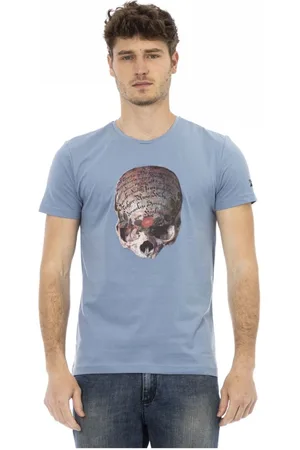 Trussardi Top, Herre, Blå, M, Casual T-shirt med kort ærme og frontprint