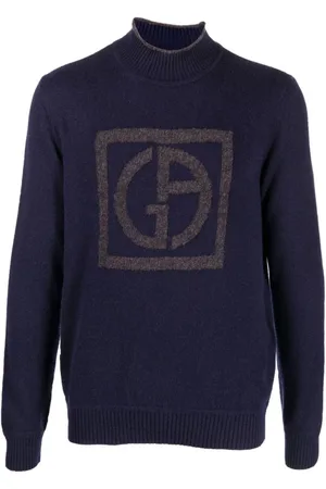 Giorgio Armani Strik, Herre, Blå, 3XL, Uld, Sweatshirts