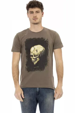 Trussardi Top, Herre, Brun, 2XL, Uld, Action Cotton T-Shirt med Front Print