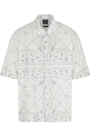 Armani Exchange Skjorte, Herre, Hvid, S, Bandana Print Mandarin Krave Skjorte
