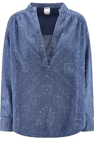 Pinko Bluser & Skjorter, Dame, Blå, M, Bomuld, Blå Bandana Print Langærmet Skjorte
