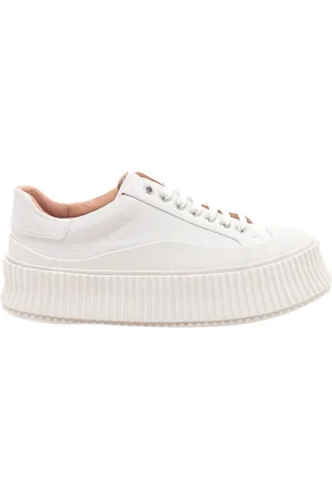 Jil Sander Sko, Dame, Hvid, 40 EU, Læder, Hvide Lærred Sneakers Elegant Stil