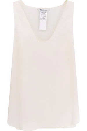 Max Mara Top, Dame, Hvid, M, Silke Ærmeløse Toppe med Sideslidser