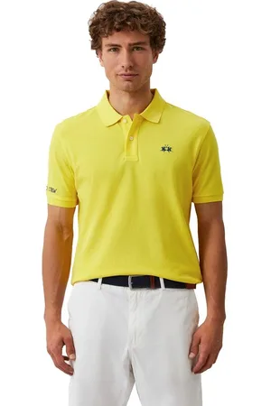 La Martina Top, Herre, Gul, XL, Bomuld, Gul Bomuld Polo Skjorte