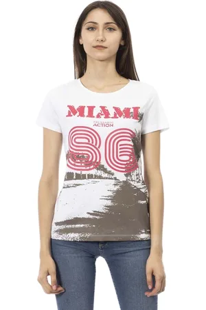 Trussardi Top, Dame, Hvid, XS, Bomuld, Hvid Bomuld Kortærmet T-shirt med Fronttryk