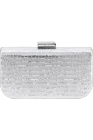 Twentyfour Taske, Dame, Grå, ONE SIZE, Uld, Guld Krokodille Clutch med Krystaldetalje