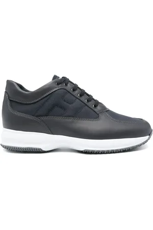 Hogan Sko, Herre, Blå, 40 1/2 EU, Læder, Blå Interaktive Sneakers med Stofindsatser