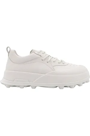 Jil Sander Sko, Herre, Hvid, 42 EU, Læder, Hvide Sneakers med Præget Logo
