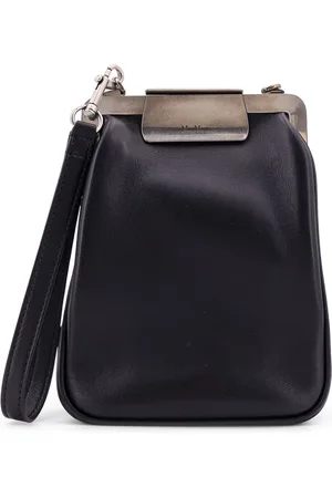 Max Mara Taske, Dame, Sort, ONE SIZE, Uld, Sort Læder Skuldertaske Snap Lukning