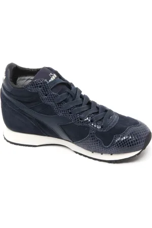 Diadora Sko, Dame, Blå, 35 1/2 EU, Trident Reptil Sko med 5cm Kilehæl