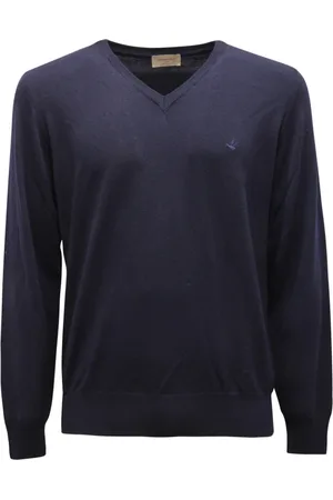 BROOKSFIELD Strik, Herre, Blå, 3XL, Uld, V-Neck Uldtrøje Lavet i Italien