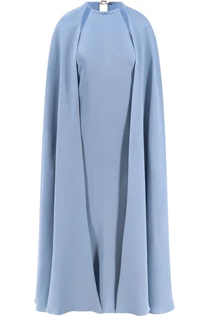 Max Mara Kjole, Dame, Blå, M, Lyseblå Silkekjole med Metaldetalje