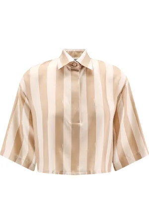Fendi Bluser & Skjorter, Dame, , XS, Silke Skjorte Skjult Knap Kort Ærme