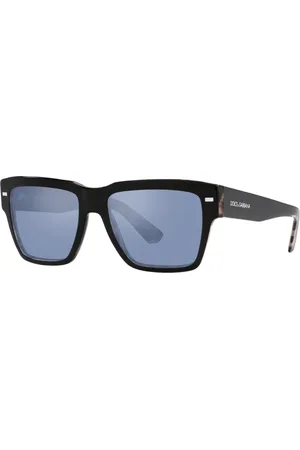Dolce & Gabbana Tilbehør, unisex, Sort, 55 MM, Firkantede solbriller Sort/Havana Blå spejlet
